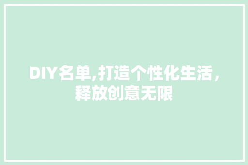 DIY名单,打造个性化生活，释放创意无限 必应SEO