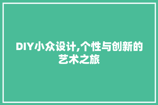 DIY小众设计,个性与创新的艺术之旅 神马SEO