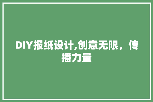 DIY报纸设计,创意无限，传播力量 GoogleSEO