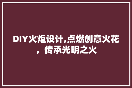DIY火炬设计,点燃创意火花，传承光明之火 GoogleSEO