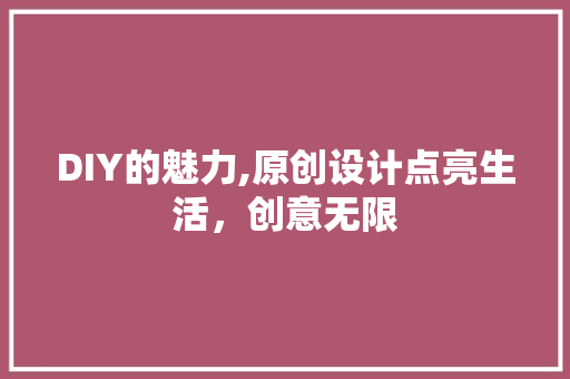 DIY的魅力,原创设计点亮生活，创意无限 神马SEO