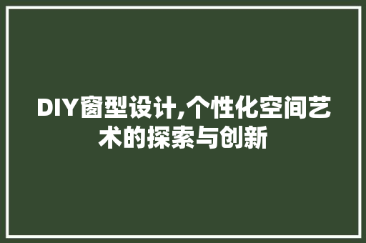 DIY窗型设计,个性化空间艺术的探索与创新 GoogleSEO