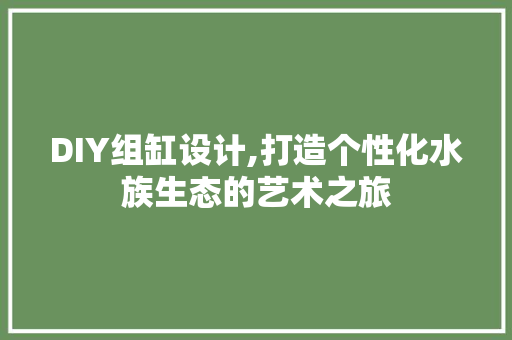 DIY组缸设计,打造个性化水族生态的艺术之旅 GoogleSEO