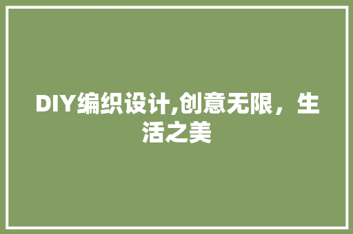 DIY编织设计,创意无限，生活之美 GoogleSEO