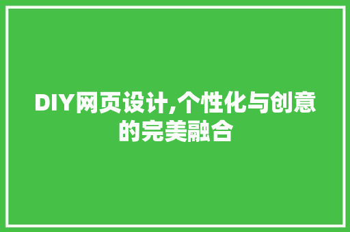 DIY网页设计,个性化与创意的完美融合 神马SEO