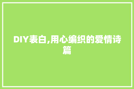 DIY表白,用心编织的爱情诗篇 百度SEO