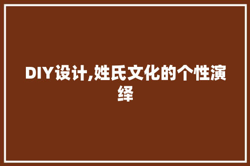 DIY设计,姓氏文化的个性演绎 必应SEO