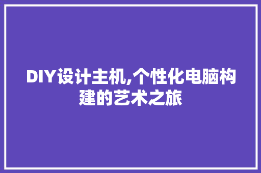 DIY设计主机,个性化电脑构建的艺术之旅 神马SEO
