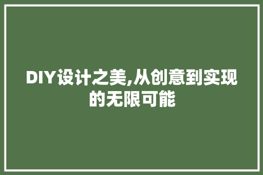 DIY设计之美,从创意到实现的无限可能 百度SEO