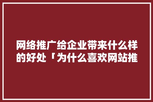 网络推广给企业带来什么样的好处「为什么喜欢网站推广呢」 网络推广给企业带来什么样的好处「为什么喜欢网站推广呢」 百度SEO