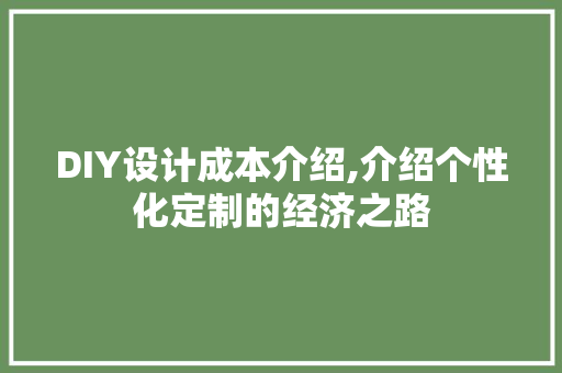 DIY设计成本介绍,介绍个性化定制的经济之路