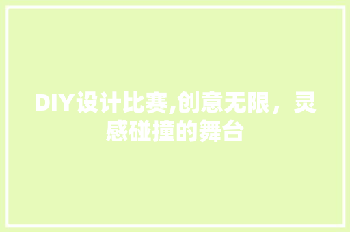 DIY设计比赛,创意无限，灵感碰撞的舞台 必应SEO
