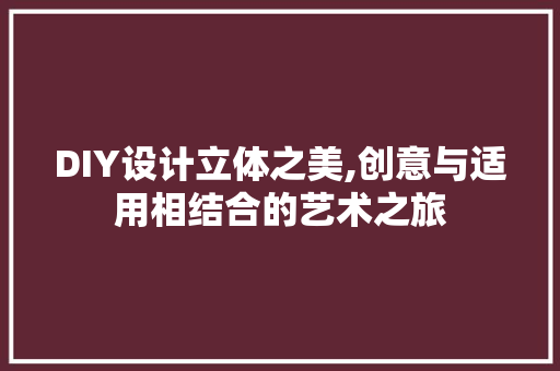 DIY设计立体之美,创意与适用相结合的艺术之旅 GoogleSEO