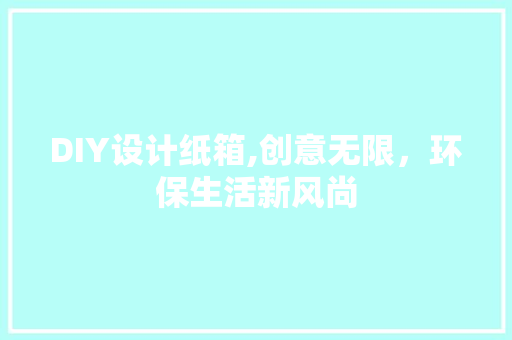 DIY设计纸箱,创意无限，环保生活新风尚 百度SEO