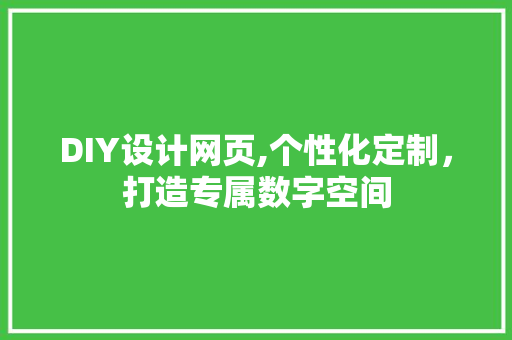 DIY设计网页,个性化定制，打造专属数字空间 百度SEO