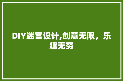 DIY迷宫设计,创意无限，乐趣无穷 神马SEO