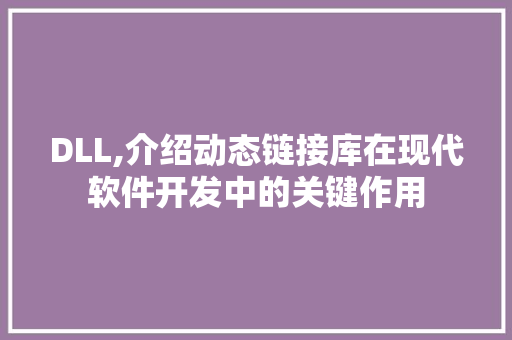 DLL,介绍动态链接库在现代软件开发中的关键作用 必应SEO