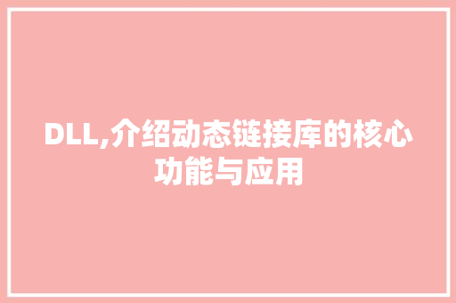 DLL,介绍动态链接库的核心功能与应用 神马SEO
