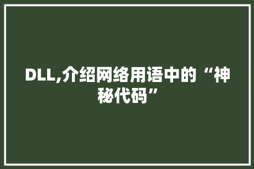 DLL,介绍网络用语中的“神秘代码” 搜狗SEO