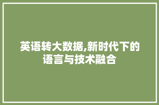 英语转大数据,新时代下的语言与技术融合 神马SEO