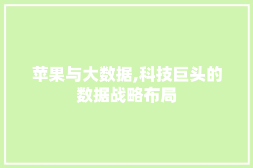苹果与大数据,科技巨头的数据战略布局 GoogleSEO