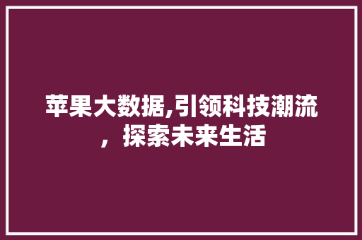 苹果大数据,引领科技潮流，探索未来生活 百度SEO