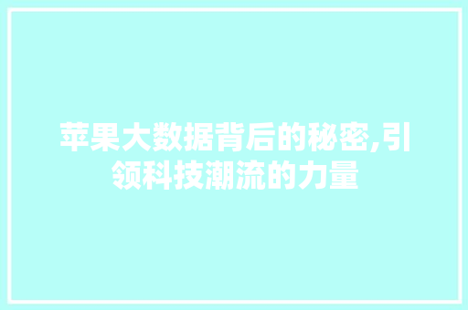 苹果大数据背后的秘密,引领科技潮流的力量 神马SEO