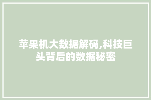 苹果机大数据解码,科技巨头背后的数据秘密 必应SEO