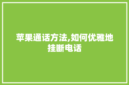 苹果通话方法,如何优雅地挂断电话 必应SEO