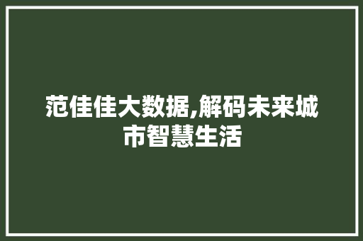 范佳佳大数据,解码未来城市智慧生活 百度SEO