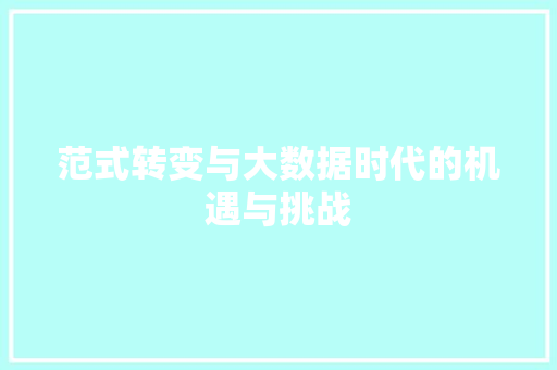 范式转变与大数据时代的机遇与挑战 必应SEO