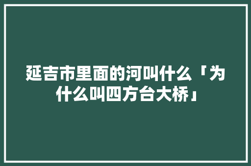 延吉市里面的河叫什么「为什么叫四方台大桥」 延吉市里面的河叫什么「为什么叫四方台大桥」 必应SEO