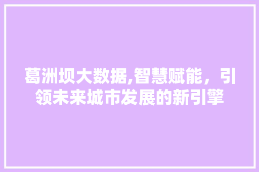 葛洲坝大数据,智慧赋能，引领未来城市发展的新引擎 百度SEO
