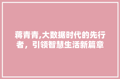蒋青青,大数据时代的先行者，引领智慧生活新篇章 GoogleSEO