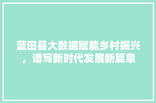 蓝田县大数据赋能乡村振兴，谱写新时代发展新篇章 必应SEO
