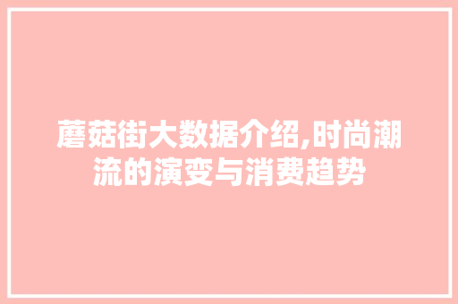 蘑菇街大数据介绍,时尚潮流的演变与消费趋势 神马SEO