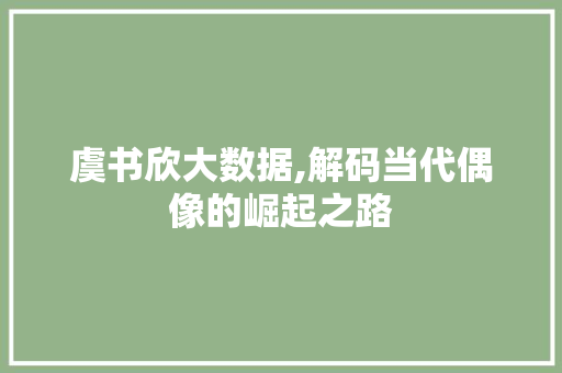 虞书欣大数据,解码当代偶像的崛起之路 GoogleSEO