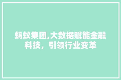 蚂蚁集团,大数据赋能金融科技，引领行业变革 百度SEO