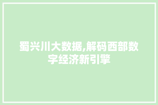 蜀兴川大数据,解码西部数字经济新引擎 必应SEO