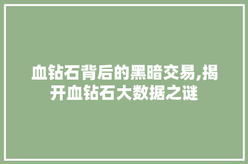 血钻石背后的黑暗交易,揭开血钻石大数据之谜 GoogleSEO