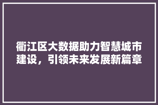 衢江区大数据助力智慧城市建设，引领未来发展新篇章 GoogleSEO