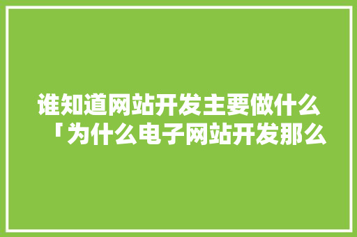 谁知道网站开发主要做什么「为什么电子网站开发那么难」 谁知道网站开发主要做什么「为什么电子网站开发那么难」 必应SEO