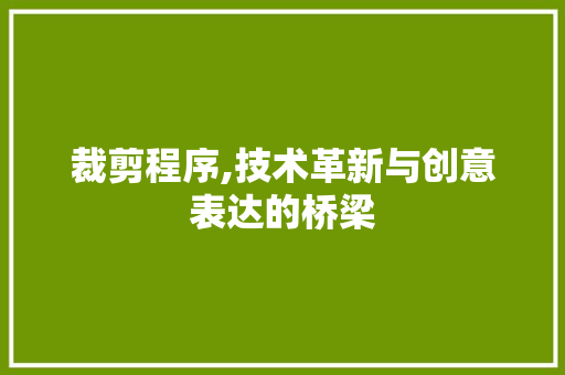 裁剪程序,技术革新与创意表达的桥梁 神马SEO
