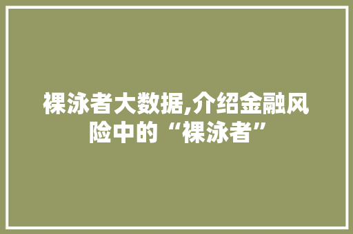 裸泳者大数据,介绍金融风险中的“裸泳者” 百度SEO