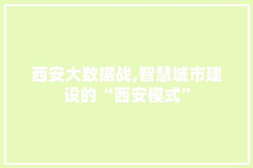 西安大数据战,智慧城市建设的“西安模式” 搜狗SEO