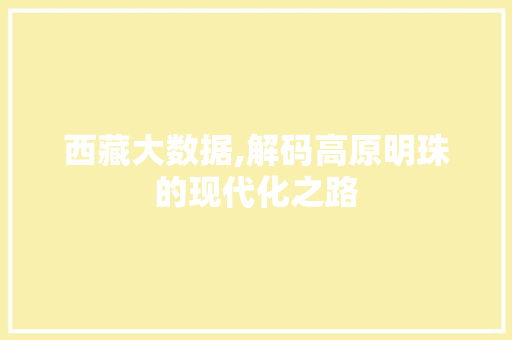 西藏大数据,解码高原明珠的现代化之路 搜狗SEO