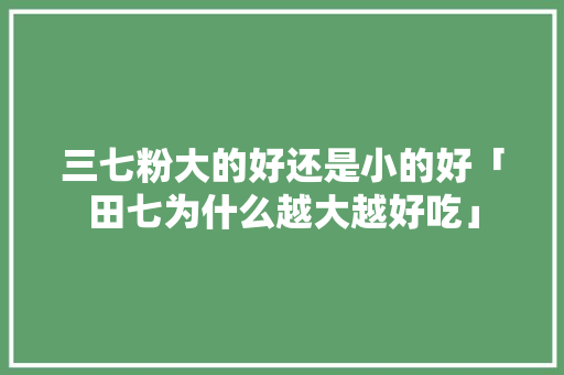 三七粉大的好还是小的好「田七为什么越大越好吃」 三七粉大的好还是小的好「田七为什么越大越好吃」 神马SEO