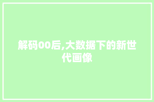 解码00后,大数据下的新世代画像 GoogleSEO