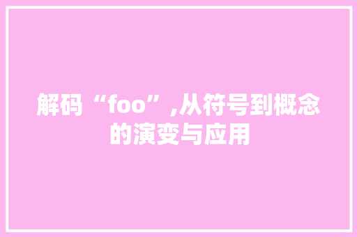 解码“foo”,从符号到概念的演变与应用 百度SEO
