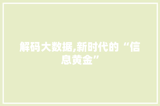 解码大数据,新时代的“信息黄金” 神马SEO